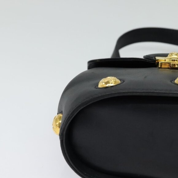 Authentic Salvatore Ferragamo Shoulder Bag Leather Navy Gold - Picture 4 of 16